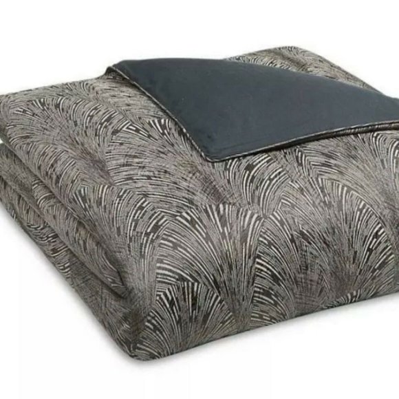 Hudson Park Collection Deco Fan KING  Duvet Cover Black - Picture 6 of 12